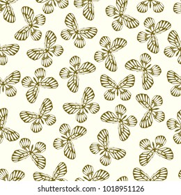 Butterfly vector illustration on a seamless pattern background. Set of elements