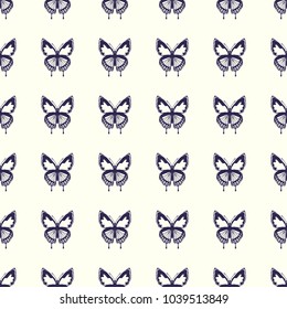 Butterfly vector illustration on a seamless pattern background. Set of elements