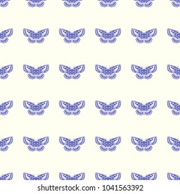 Butterfly vector illustration on a seamless pattern background. Set of elements