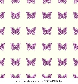 Butterfly vector illustration on a seamless pattern background. Set of elements