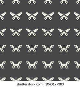 Butterfly vector illustration on a seamless pattern background. Set of elements