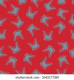 Butterfly vector illustration on a seamless pattern background. Set of elements