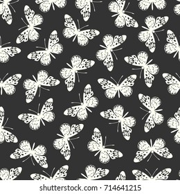 Butterfly vector illustration on a seamless pattern background. Set of elements