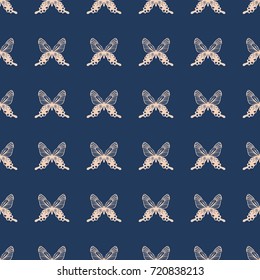Butterfly vector illustration on a seamless pattern background. Set of elements