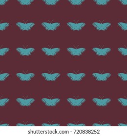 Butterfly vector illustration on a seamless pattern background. Set of elements