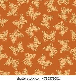 Butterfly vector illustration on a seamless pattern background. Set of elements