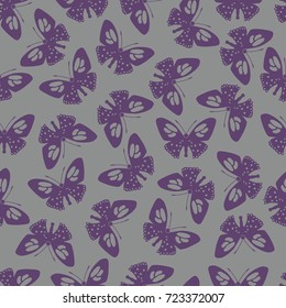 Butterfly vector illustration on a seamless pattern background. Set of elements