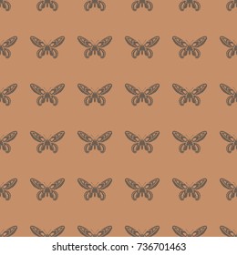 Butterfly vector illustration on a seamless pattern background. Set of elements