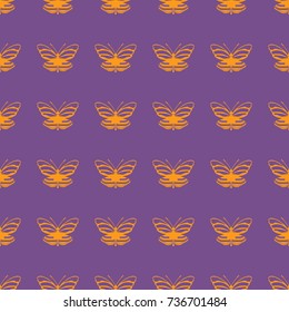 Butterfly vector illustration on a seamless pattern background. Set of elements