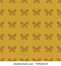 Butterfly vector illustration on a seamless pattern background. Set of elements