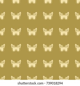 Butterfly vector illustration on a seamless pattern background. Set of elements