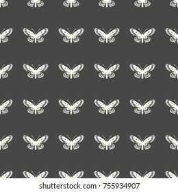 Butterfly vector illustration on a seamless pattern background. Set of elements