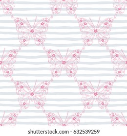 Butterfly. Vector illustration of seamless baby pattern with insect.