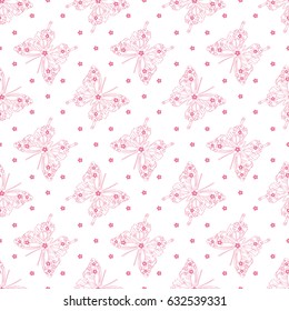 Butterfly. Vector illustration of seamless baby pattern with insect.