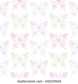 Butterfly. Vector illustration of seamless baby pattern with insect.