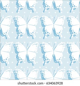 Butterfly. Vector illustration of seamless baby pattern with insect.