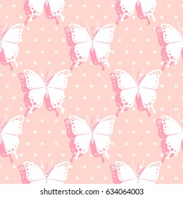 Butterfly. Vector illustration of seamless baby pattern with insect.