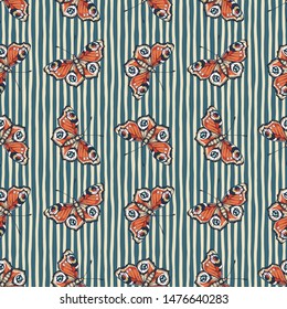 Butterfly. Vector illustration of seamless pattern with insect. 