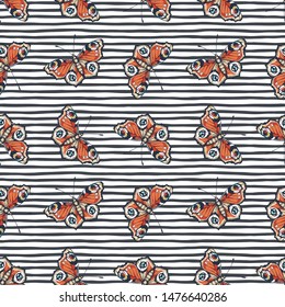 Butterfly. Vector illustration of seamless pattern with insect. 