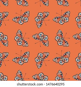 Butterfly. Vector illustration of seamless pattern with insect. 