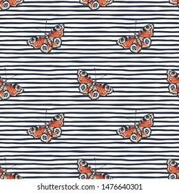 Butterfly. Vector illustration of seamless pattern with insect. 