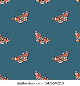 Butterfly. Vector illustration of seamless pattern with insect. 