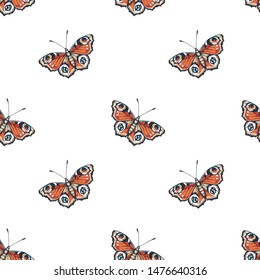 Butterfly. Vector illustration of seamless pattern with insect. 