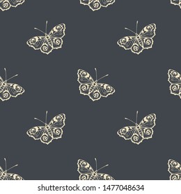 Butterfly. Vector illustration of seamless pattern with insect. 