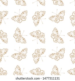 Butterfly. Vector illustration of seamless pattern with insect. 