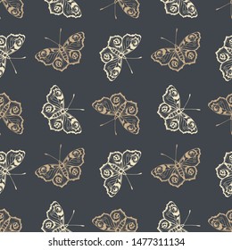 Butterfly. Vector illustration of seamless pattern with insect. 