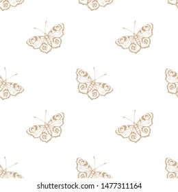 Butterfly. Vector illustration of seamless pattern with insect. 