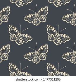 Butterfly. Vector illustration of seamless pattern with insect. 