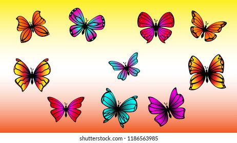 butterfly vector illustration, butterfly vector set background, butterfly vector element