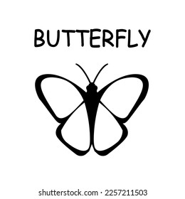 Plantilla de ilustración vectorial de mariposa para el libro Coloring. Lección de dibujos para niños	