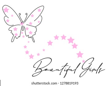 butterfly vector illustration for t-shirt, slogan design print graphics style