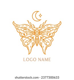 Butterfly Vector illustration. Vintage hand drawn tattoo. Magic Animal nature in Zen boho style