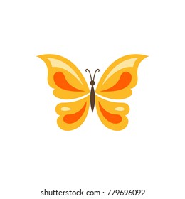 Butterfly vector isolated illustration in flat style. Spring, summer, kids design element.  Butterfly colorful icon on white. 