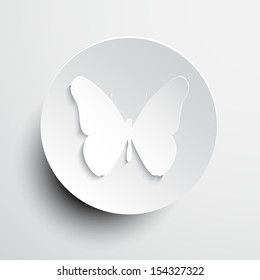 Butterfly. Vector light circle icon. Eps10 
