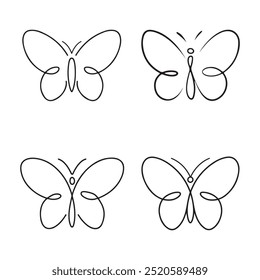 A butterfly vector line art illustration typically features a simplified, stylized depiction of a butterfly, created using clean, continuous lines and presented in black color with white background.