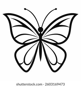 butterfly vector line art on white background