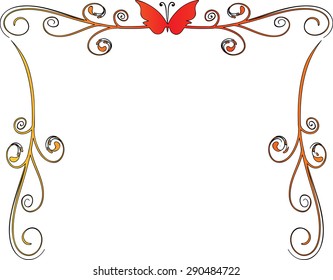 butterfly with vector line background