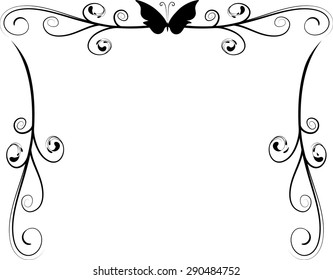 butterfly with vector line background