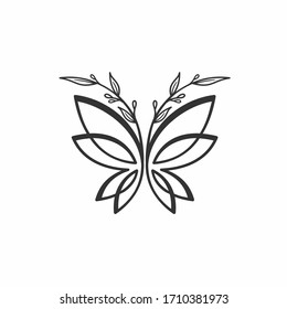 logotipo vectorial de mariposa, diseño de logotipo bohemio