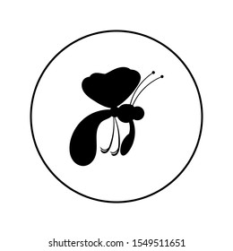 butterfly - vector logo icon for web. black on white. Minimalistic cartoon style.