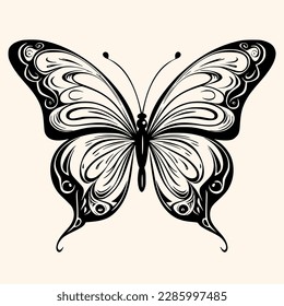 Vector de mariposa para logotipo o icono, imágenes prediseñadas, dibujo Elegante estilo minimalista, estilo abstracto Ilustración