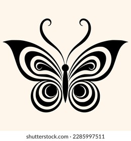 Butterfly-Vektorgrafik für Logo oder Symbol, Clipart, Zeichnung Eleganter minimalistischer Stil, abstrakte Illustration