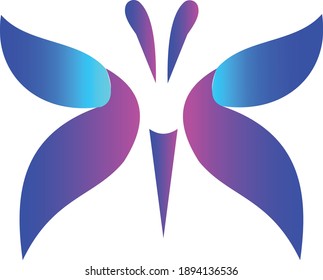 Butterfly vector logo illustration with color gradations