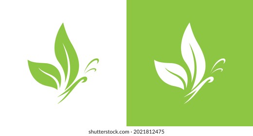 Butterfly vector logo with leaf icon vector. Butterfly icon. Butterfly logo