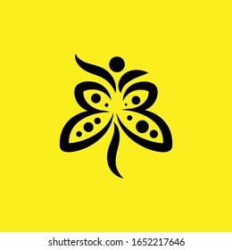 Logo-Vorlage für Schmetterling-Vektorillustration. Schönheitszeichen, kreative Illustration. Menschlicher Charakter. Abstraktes Symbol. Design-Element.