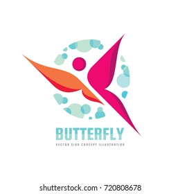 Butterfly vector logo template. Beauty salon - sign creative illustration. Human character. Abstract icon. Design element